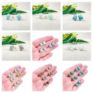 Pendientes de Plata de Ley 925 con Amazonita de 10x8mm en Forma de Trapezoide con Engaste de Garras |   Pendientes de Moda para Mujer con Piedras Preciosas Naturales - Product Image 2