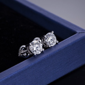Boucles d'oreilles rondes en or blanc pour femmes, diamants de couleur D, certifiés IGI, style classique de fiançailles - Product Image 3