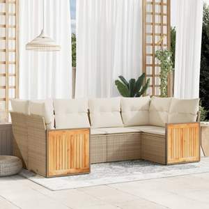 Conjunto de Sofás Modulares Grandes de Ratán Sintético PE Beige para Jardín, Muebles Modulares Cómodos para Exteriores - Product Image 1