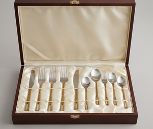 Ensemble de couverts minimalistes en acier inoxydable, couteau, fourchette, cuillère, manche doré, passe au lave-vaisselle, vaisselle de mariage - Product Image 6