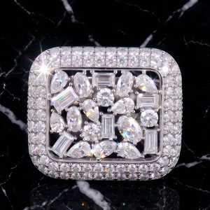 Bague pour homme en moissanite taillée multi-formes style Hip Hop, en argent 925 véritable, bijou de rappeur raffiné, idéal pour cadeau de fête ou cocktail - Product Image 3