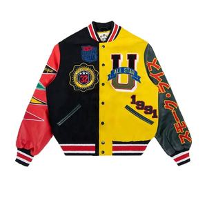 Chaqueta Varsity Letterman de lana personalizada para hombre con parches y etiquetas de logotipos bordados de color personalizado de cuero real para ropa de invierno - Product Image 5