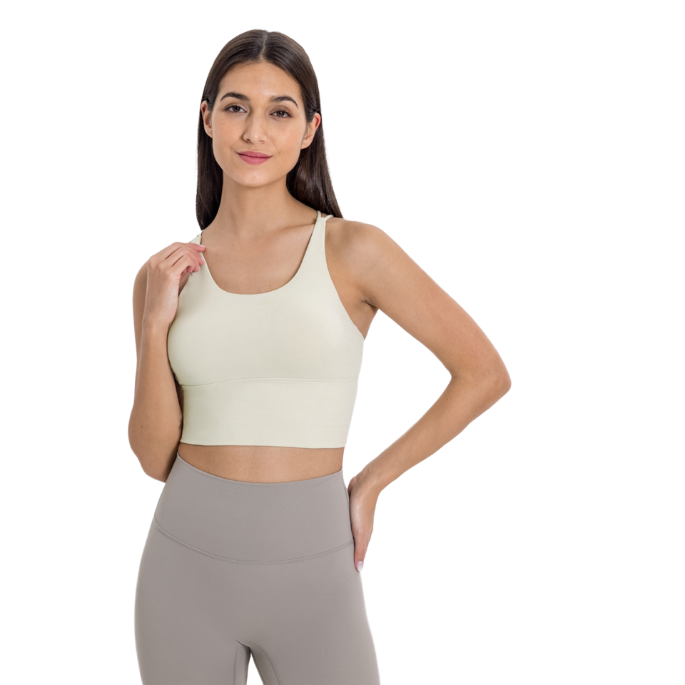 Women's Sexy Cross Back Strappy Gym Yoga Bra Soft Fit Breathable Compression Sports Bra Front Medium Support Shockproof Running