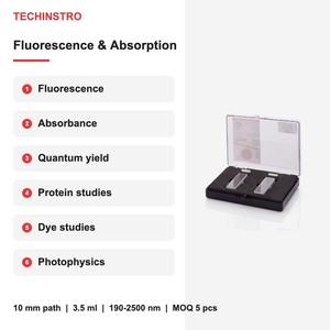 Cuvette en quartz pour mesures de fluorescence et d'absorption, chemin lumineux de 10 mm, 3,5 ml, 4 côtés transparents ou 2 côtés transparents, couvercle en PTFE - Product Image 4