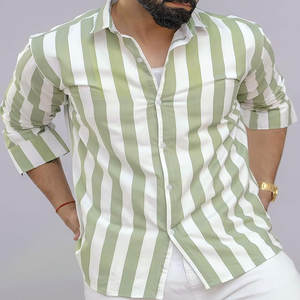 Camisa de manga larga a cuadros de diseñador de calidad superior para hombre Polo ajustado de manga larga con cuello levantado hecho de algodón - Product Image 2