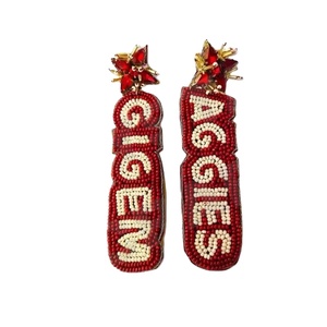 Gigem aggies ต่างหูลูกปัดวินเทจสำหรับผู้หญิงรักชาติสีส้มสีฟ้าสีขาวสำหรับงานแต่งงานหรือวันแห่งความทรงจำ - Product Image 1