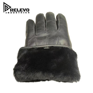 Men's Sheepskin Outdoor Autumn-winter Warm <b>Wool</b> and Fur Combined Inner Lining <b>Gloves</b> in Stock and Available for Customization - Product Image 2