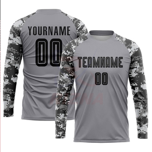 ชุดฟุตบอลแบบพิมพ์ลายพรางสีเทา-ดำ พร้อมผ้าแบบกำหนดเอง โลโก้แบบกำหนดเอง ชื่อทีมแบบกำหนดเอง สำหรับผู้ใหญ่ทุกเพศ - Product Image 4