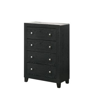 Cassettiera Moderna Contemporanea a 4 Cassetti, 1 Pezzo, con Top in Finto Marmo Bianco e Finitura Nera, Arredamento per Camera da Letto - Product Image 1