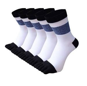 <b>Men's</b> 5 Toe Crew <b>Socks</b> <b>Striped</b> Knitted Cotton Spandex Breathable Daily Wear Spring Season Standard Thickness - Product Image 5