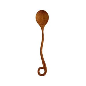 Cuillère à miel en bois avec long manche, motif végétal vintage, passe au lave-vaisselle, vaisselle écologique pour un usage quotidien - Product Image 1
