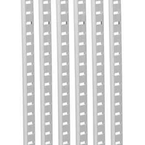 Confezione da 6 Supporti Regolabili in Acciaio da 92 cm per Montaggio a Mortasa, con 24 Viti, Adatti per Connettori e Supporti per Scaffali - Product Image 1