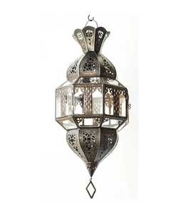 Square base golden finish lantern colored glass panels ornate cutout dome <b>top</b> loop handle warm orange red glow elegant indoor - Product Image 5