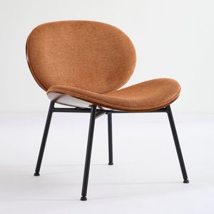 Poltrona Moderna Stile Mid-Century con Seduta Singola in Tessuto Arancione, Finitura Noce e Schienale Confortevole per Soggiorno - Product Image 4