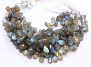 AAA Natural Labradorite Faceted Pear Shape Beads 8x12 MM Labradorite Gemstone Beads 7 Inch Blue Flashy Labradorite Beads Strand - Product Image 6