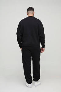 Mens Grey and <b>Charcoal</b> Two-Tone Full-Zip Hooded Sweatshirt and Matching <b>Jogger</b> Pants Tracksuit OEM ODM Wholesale Apparel - Product Image 5