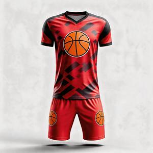 ชุดกีฬาบาสเก็ตบอลแบบเสื้อกล้ามพร้อมกางเกงขาสั้น ผ้าระบายความร้อน สามารถสั่งทำชื่อผู้เล่น หมายเลข และโลโก้ได้ - Product Image 4