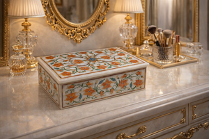 Organisateur de bijoux en marbre artisanal avec incrustations traditionnelles – Fournisseur en gros - Product Image 5