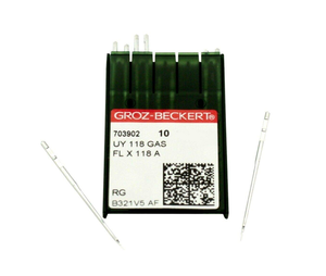 Agujas Originales Groz-Beckert UY 128 GAS SAN 10 Tamaño 60/8 de Acero para Máquinas de Coser Industriales de Puntada de Cubierta, para Tejidos de Punto Fino - Product Image 1