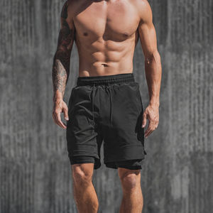 Shorts de compression double couche pour femme avec logo frontal, taille haute, respirants, pour l'entraînement et le fitness - Product Image 5