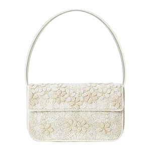 Handmade <b>White</b> Floral Beaded Shoulder Bag Elegant Ivory Bead Clutch Purse Bridal <b>Women</b> <b>Handbag</b> Party Wear Bag - Product Image 1