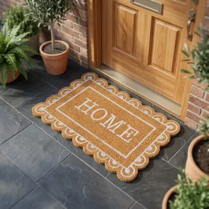 Tapis de porte en fibre de coco tissée écologique et moderne FloorGardens, imprimé, avec bord festonné |   Paillasson d'entrée en fibres de coco naturelles | - Product Image 2