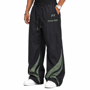 Custom Women's Sweatpants Wide Leg Contrast Panel Track Pants Casual Streetwear Loose Fit <b>Trousers</b> OEM Private Label men's pants - Product Image 2