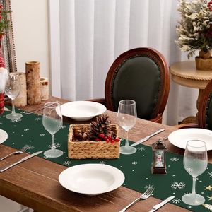 Runner da Tavola Natalizio 13x72 Pollici Stile Rustico con Alberi di Natale e Fiocchi di Neve, Decorazione Festiva per Cucina e Sala da Pranzo - Product Image 6