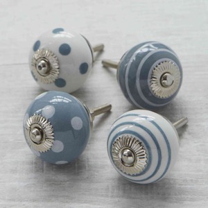 <b>Knob</b> ceramic Ceramic Cabinet <b>Knob</b> Round <b>White</b> with Blue Dots Handcrafted Kitchen <b>Door</b> - Product Image 5