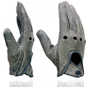 Samroz Sports Men's Cowhide Leather Gauntlet Motorcycle Hand <b>Gloves</b> - Product Image 3