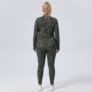 Camo Printed Compression Legging Three Piece Set Sport Bra Training Jacket Three Pcs Set <b>Women</b> Plus Size Gym Wear Three Pcs Set - Product Image 3