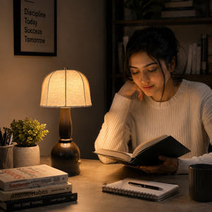 Vintage Rechargeable Wooden <b>Table</b> <b>Lamp</b> | 2600mAh Battery Fabric Shade Cordless LED Desk <b>Lamp</b> 10 Hours Runtime Premium Home Decor - Product Image 3