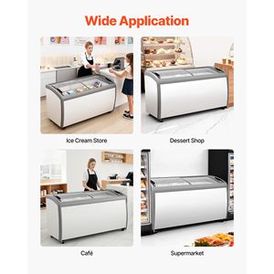 Congelador Horizontal Comercial de 16.3 Pies Cúbicos, Congelador Profundo Ajustable de -19.3 °F con 5 Cestas de Alambre, Vitrina Móvil para Helados - Product Image 6