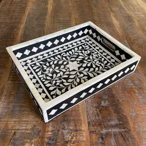 Indian Bone Inlay Moroccan Green Modern Luxury Design Dishwasher Safe <b>Mirrored</b> Finish Decorative Serving Trays for Home Kitchen - Product Image 6