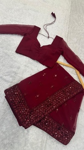 Designer Party Wear Sequence Work <b>Maroon</b> Colour Georgette <b>Saree</b> Paired With Georgette Unstitched Blouse - Product Image 6