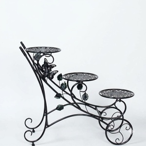 Vintage Wrought Iron Bicycle Plant <b>Stand</b> 3 Tier Metal Weather-Resistant Powder Coated Flower Pot Holder <b>Indoor</b> Outdoor <b>Planter</b> - Product Image 1