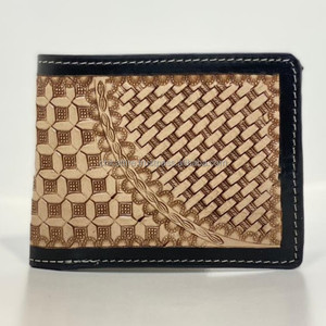 กระเป๋าสตางค์หนังแท้สำหรับผู้ชายแฟชั่นใหม่มีซิปยาวลายตะวันตกที่ใส่บัตรหนังแท้ - Product Image 2