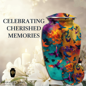 โกศบรรจุอัฐิรูปผีเสื้อหลากสีสไตล์อเมริกัน ทำจากอะลูมิเนียม สำหรับผู้ใหญ่ ดีไซน์สวยงาม เป็นมิตรกับสิ่งแวดล้อม ปรับแต่งได้ ทนทาน - Product Image 4