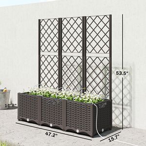 Set di 3 Fioriere in Plastica con Traliccio e Kit di Auto-Irrigazione - Materiali con Drenaggio e in PP - Product Image 3