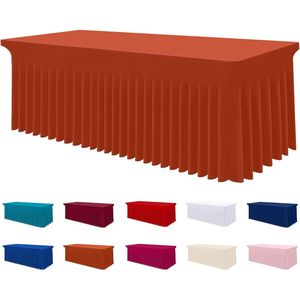 Smiry 6FT Rectangle Waterproof Washable Tablecloth Elastic Spandex Stretch Fitted <b>Cover</b> Skirt for <b>Tables</b> - Product Image 1