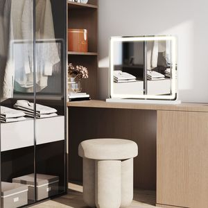 Specchio LED da Trucco con Cornice in Alluminio, Dimmerabile, 3 Modalità di Colore, Funzione Memoria per Illuminazione Camera da Letto e Bagno - Product Image 6