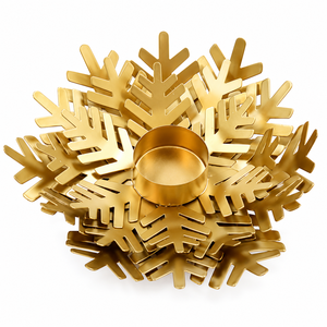 Premium Gold Metal <b>Snowflake</b> Tealight Candle Holder Luxury Handmade Winter Decor For Christmas Table Centerpiece & Festive Home - Product Image 1
