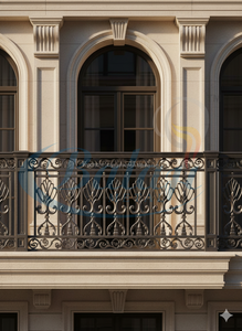 Rampe d'escalier et de balcon décorative robuste en fonte gris durable, finition moulée au sable hautement polie, pour usage intensif - Product Image 2