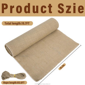 Rouleaux de jute naturel pour enrouler les arbres, 15,7 po x 19,7 pi - Tissu de jute pour protéger le tronc des arbres - Bande de protection pour plantes en jute avec cordes - Product Image 2