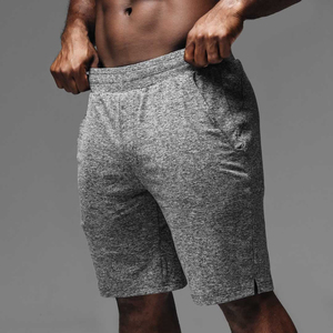 Shorts Bermuda en coton uni pour homme, taille élastique, décontracté, respirant, taille mi-haute, gris - Product Image 4