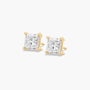 Boucles d'oreilles en or 18 carats Starsgem avec diamants de laboratoire taille princesse 0,5 ct, 1 ct, 2 ct, non certifiés - Product Image 5