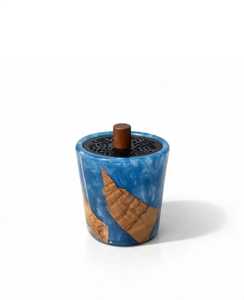 Quemador de Incienso de Madera Hecho a Mano con Resina Azul e Incrustaciones de Madera Natural, Difusor Aromático para Uso en Todas las Estaciones, Decoración para Ramadán y Eid, Hogar y Hotel - Product Image 4