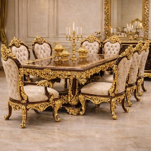 High Quality Luxury Hand-Carved Teak <b>Wood</b> <b>Dining</b> Set Buy <b>Dining</b> Chairs Maharaja Palace 8-Seater Luxurious Golden <b>Dining</b> <b>Table</b> - Product Image 3