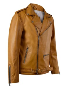 Rutland Brown Winter Streetwear Solid Shearing Leather Motorcycle <b>Jacket</b>-Windproof & Eco-Friendly - Product Image 3
