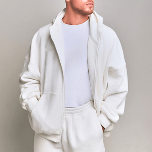 Factory Made Men Oversize Zipper <b>Hoodie</b> Cotton Terry Fabric Relaxed Fit Drop Shoulder Casual Wear <b>Full</b> <b>Zip</b> <b>Hoodie</b> With Pockets - Product Image 3